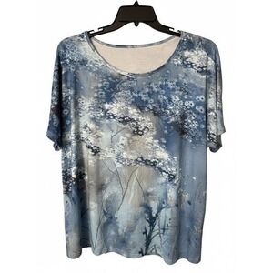 SHEIN INAWLY plus size women's 3X blue tie-dye pattern casual t-shirt